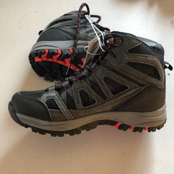 red lace hiking boots